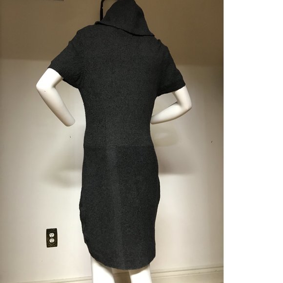 Le Chateau Turtleneck Cowlneck Sweater Knit Dress Grey NWT - Picture 3 of 6